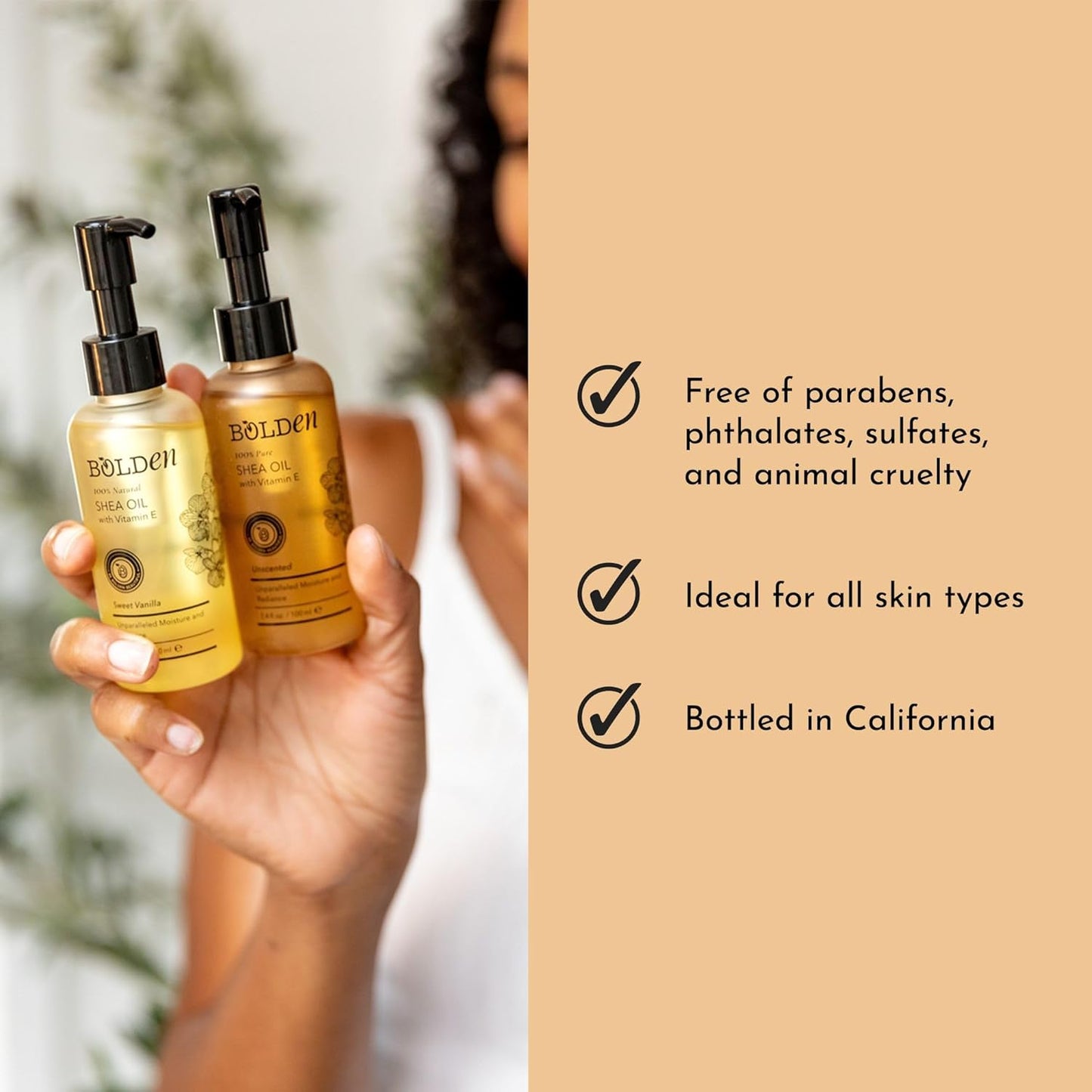 BOLDEN SHEA OIL with Vitamin E | 100% Natural | Unparalleled Moisture & Radiance for Skin & Hair | UNSCENTED | 3.4 fl oz