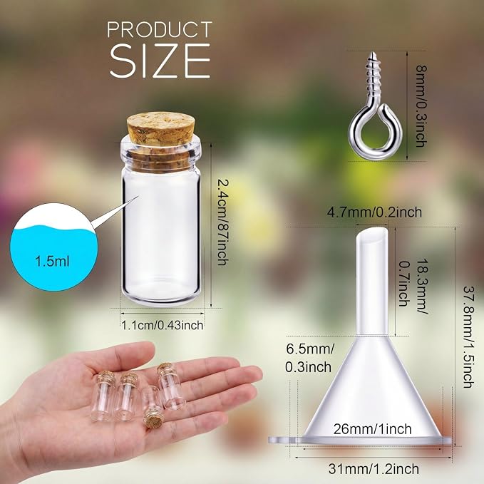 Yungyan 50 Pieces Small Mini Glass Bottles Jars