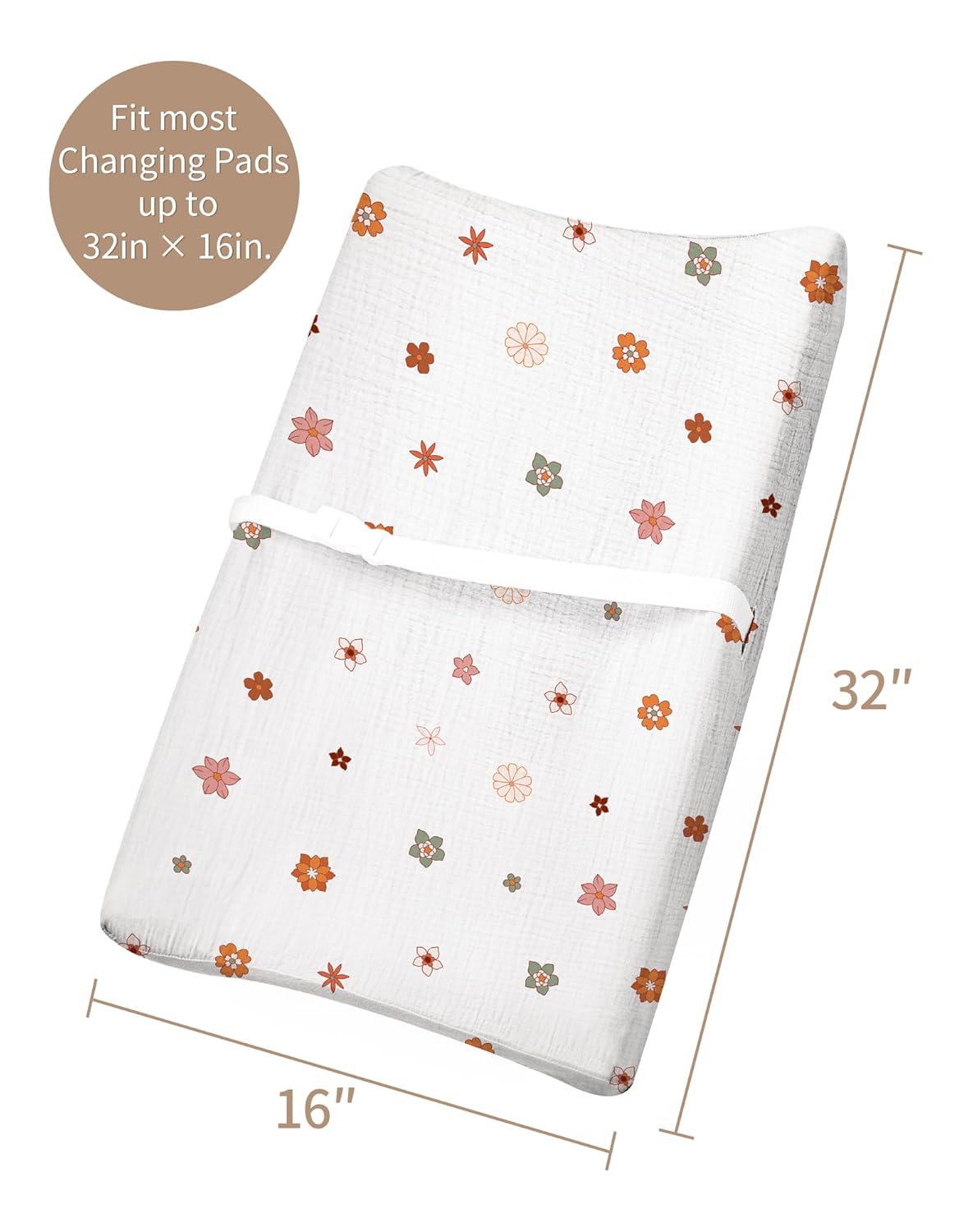 Changing Pad Cover for Baby Boy Girl 2 Pack, Muslin Changing Table Pad Covers with Boho Style, Neutral Nursery Bedding Essentials Soft and Breathable(Sage & Flower-B)