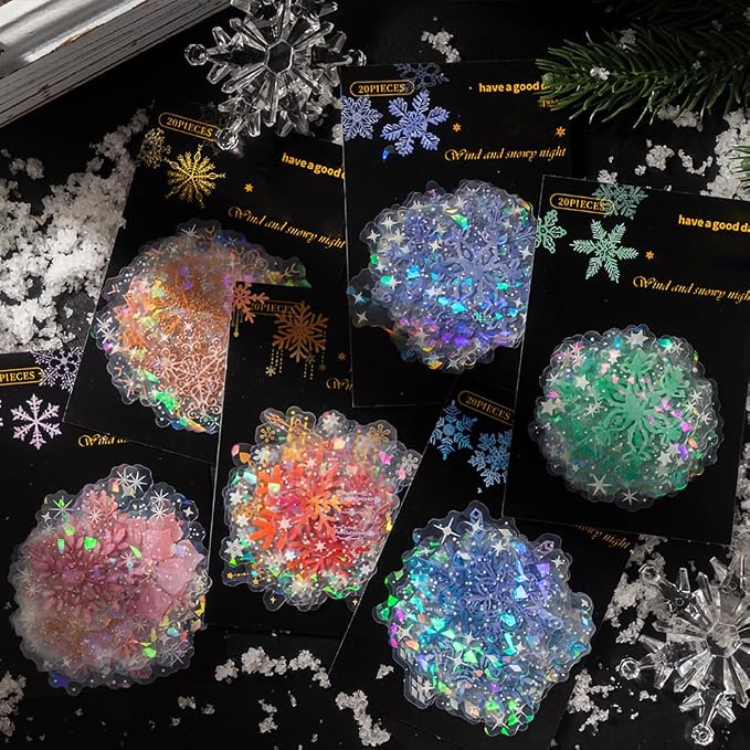 Yoksas 120 Pieces Fantasy Snowflake Stickers