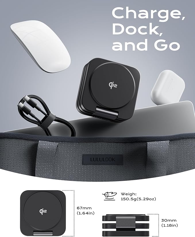 Qi2 Certified 3 in 1 Travel Charger MagSafe Compatible, Upgraded Foldable Wireless Charger Stand, Mag-Safe 3 in 1 Charging Station,15W Fast Charging for iPhone 17/16/15/14/13/12, Apple Watch, AirPods
