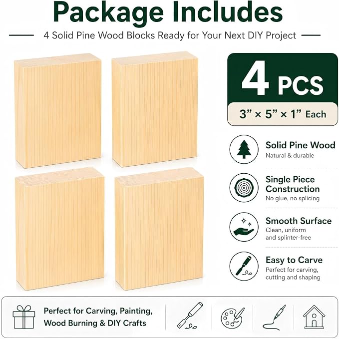 Unfinished Wood Blocks for Crafting