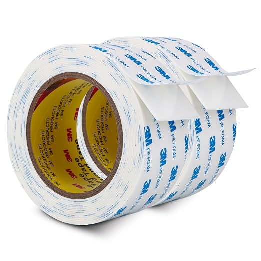 3M Double Sided Tape 2 in x 16.5ft 2 Pack Removable PE Foam Tape | Heavy Duty