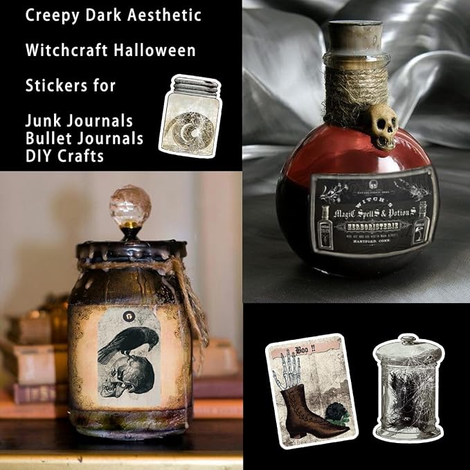 Prstincol 106 Pcs Potion Labels Stickers, Apothecary Sticker Dark Aesthetic