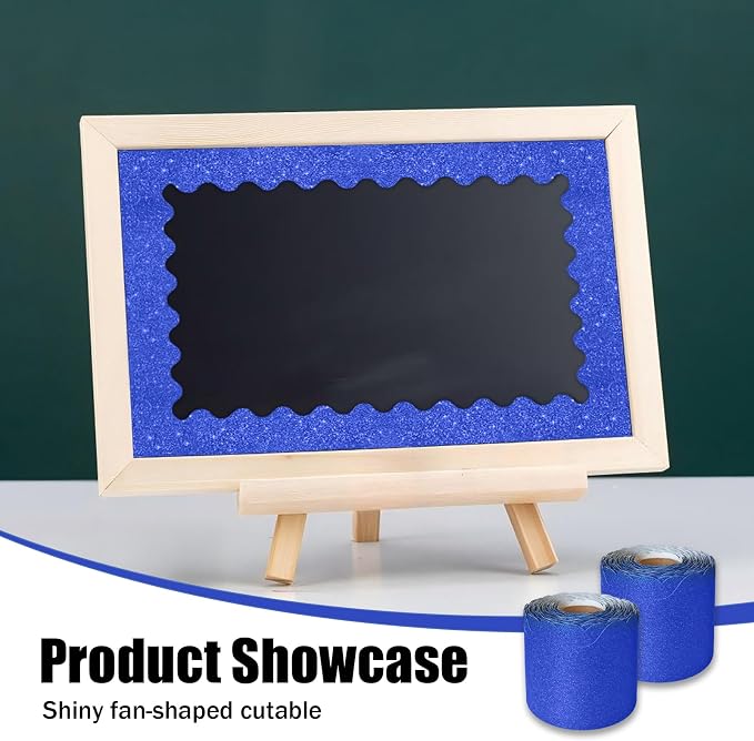 70Ft Shine Deep Blue Bulletin Board Borders，Scalloped Poster Boards Decorations