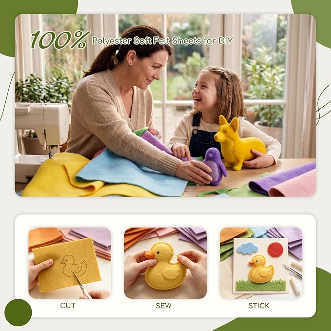 16 Pcs 8x18in Soft Felt Fabric Sheets, 16 Assorted Macarone Colors Felt Pack