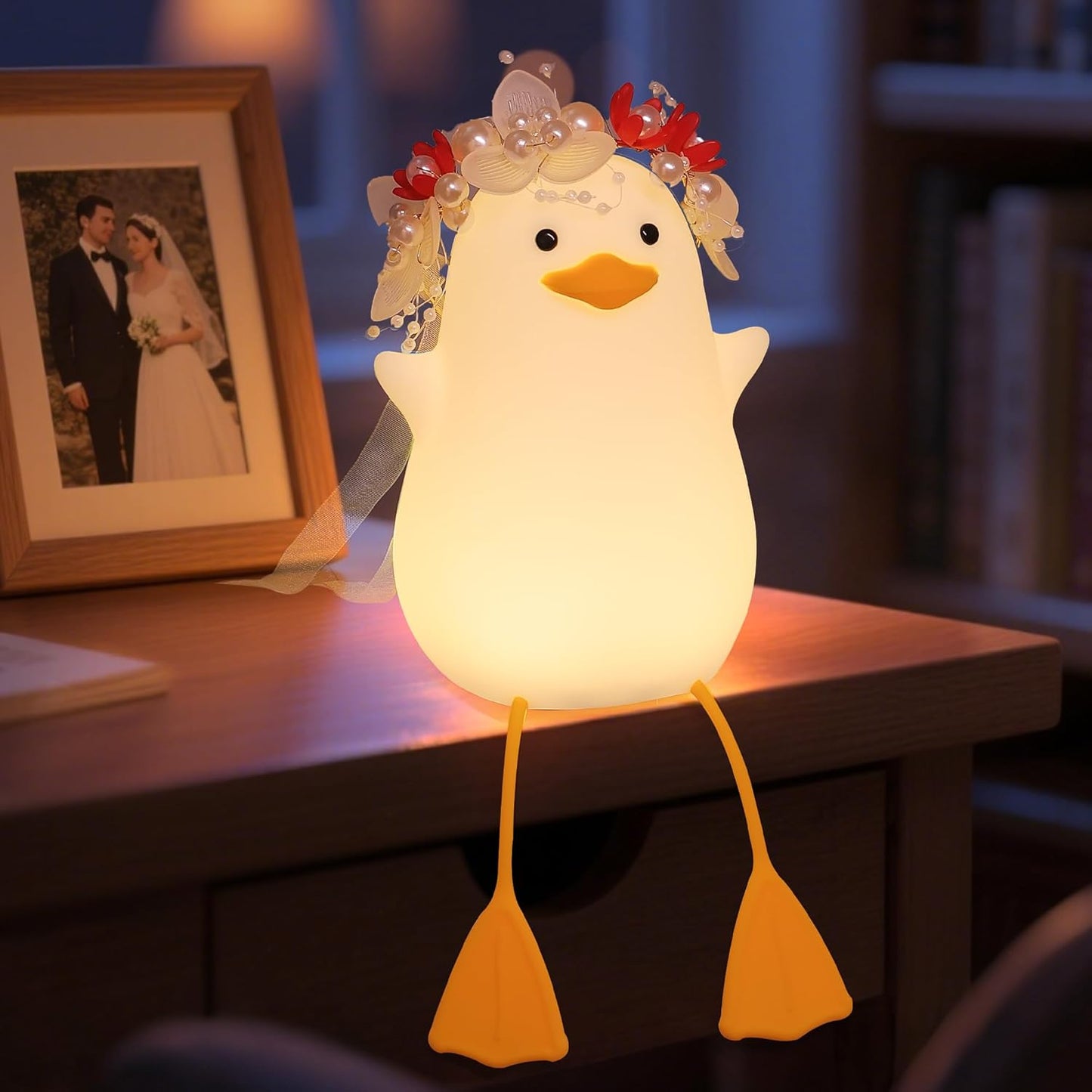 Bride Duck Night Light, Bridal Shower Gifts, Wedding Gifts for Bride/Groom with Timer & Dimmer & Rechargeable for Table Decor, Elegant Gift for Newlyweds, Anniversary, Engagement for Him Her Women Men