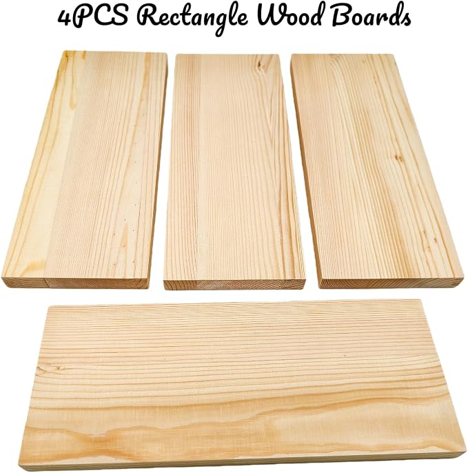 4PCS Rectangle Wood Boards Unfinished Wood Blocks