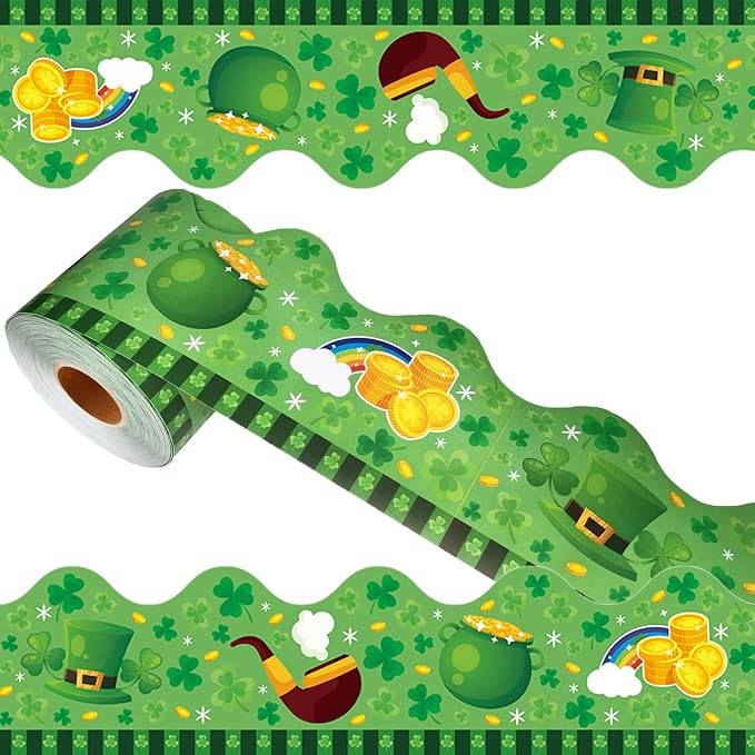 69 Feet St Patricks Day Bulletin Board Borders Lucky Shamrock Clover Rainbow