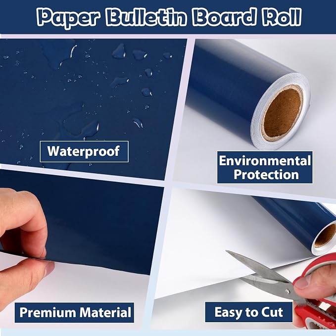 Qyeahkj 17.7in x 20ft Bulletin Board Paper Roll Bulletin Board Background Paper