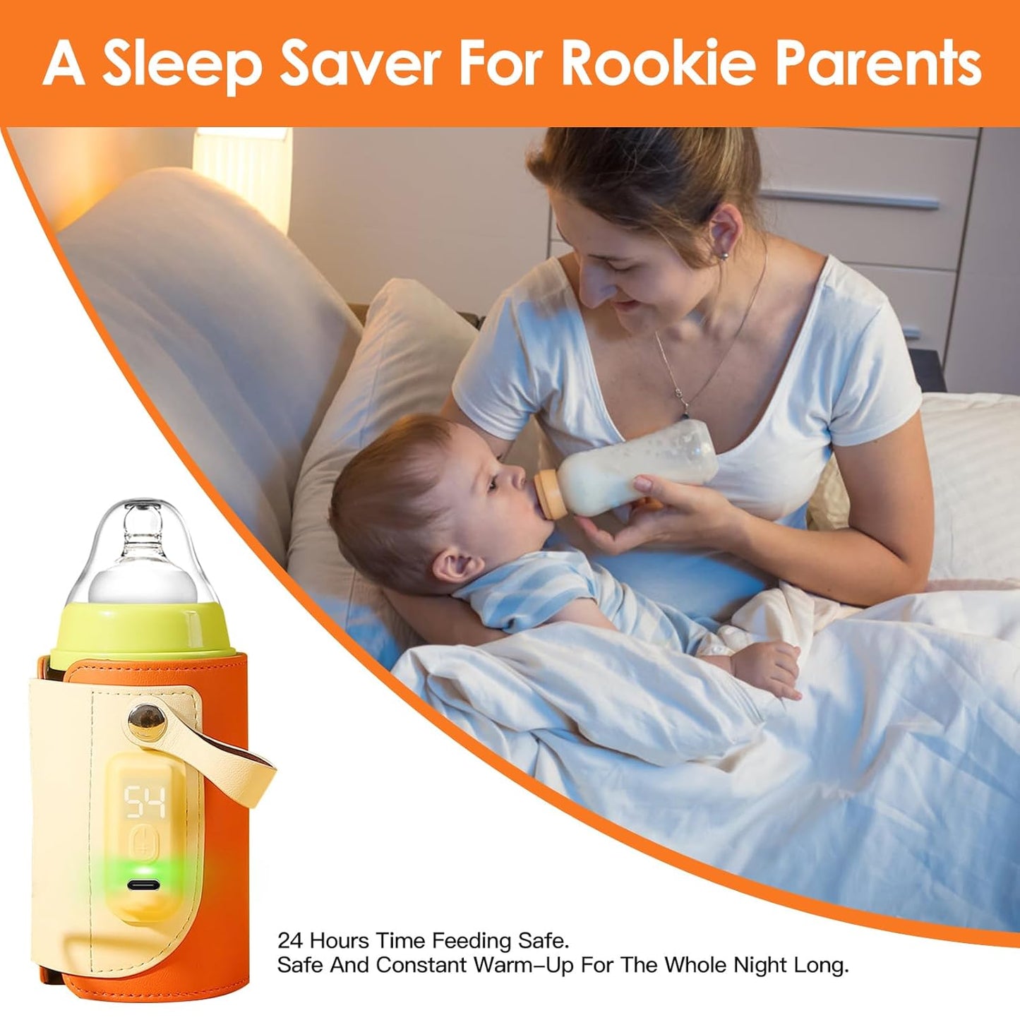 Portable Bottle Warmer,Baby Bottle Insulation Cover Bottle Warmer with 18W Quick Charge and LED Display,Adjustable Temperature Control, Handhold Milk Warmer for Home/Family Travel