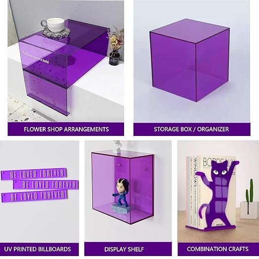 6 PCS Purple Transparent Cast Acrylic Sheets 8" x 12" x 0.118", Plexiglass