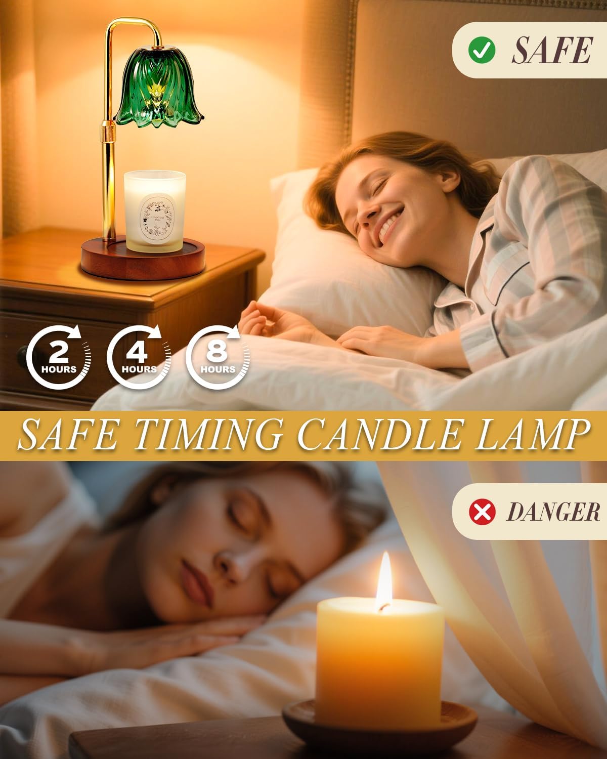 Flower Candle Warmer Lamp with Timer Dimmable, Candle Warming Lamp Height Adjustable, Christmas Gifts for Women, Candles Warmer Light for Jar Candles, Christmas Gifts, Stylish Decorations