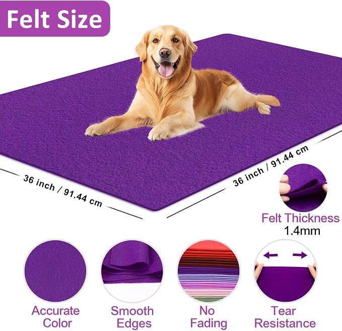 XSEINO Purple Large Felt Fabric 36" X 36 ", 1.4 mm Thick Soft Felt Fabric Sheet