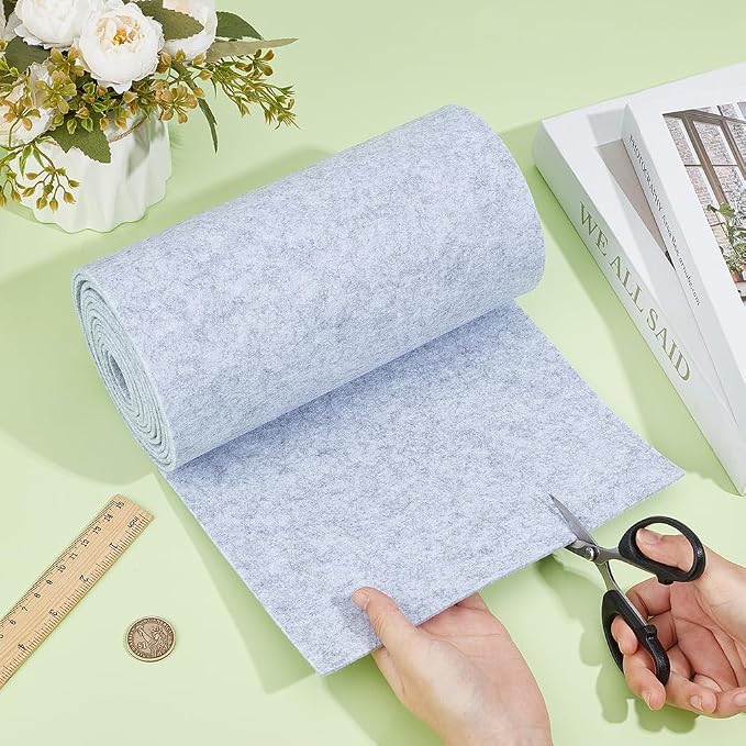 BENECREAT 118x9.4Inch Light Gray Felt Roll, Fabric Sheets Soft Woven Nonwoven