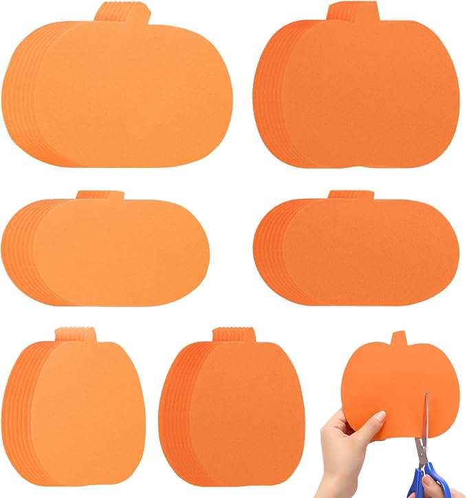 Ireer 48 Pcs Large Foam Pumpkin Cutouts 6 Inch Halloween Crafts Cutouts Fall