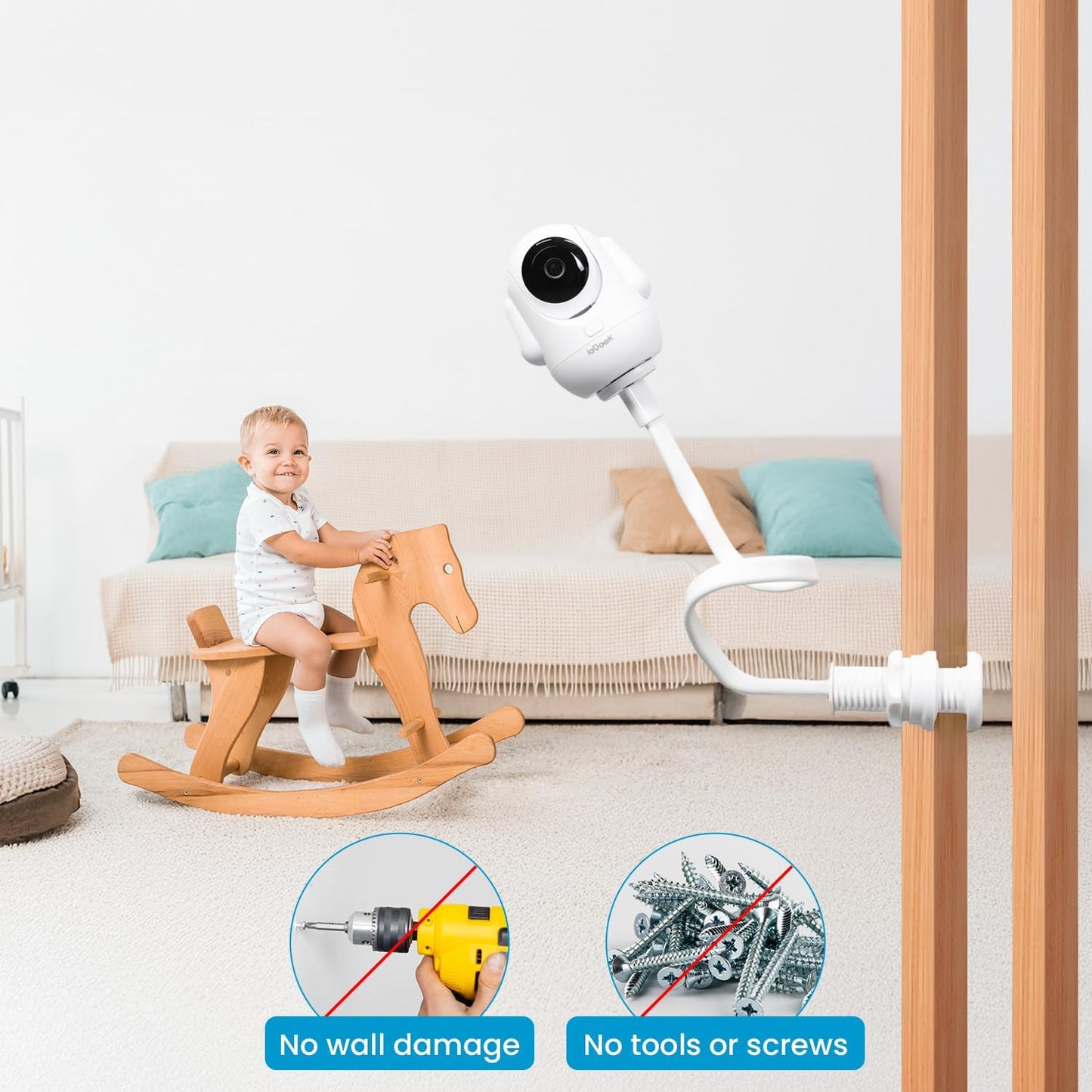 ieGeek Baby Monitor Mount Bracket for Baby 1T/4/5 Baby Camera Holder Holder with a 1/4” Screw,with 21.6" Flexible Gooseneck Arm