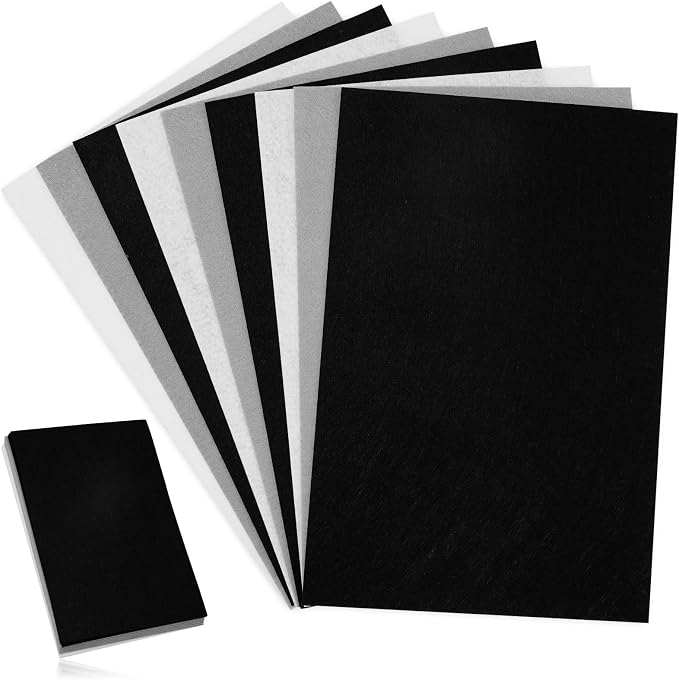 Whaline 18Pcs Felt Fabric Sheets Soft Thick Assorted Black Grey White Craft