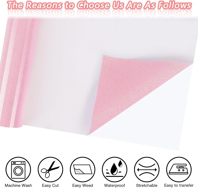 TORC Pink Glitter HTV Pink Heat Transfer Vinyl HTV Rolls
