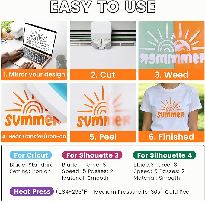 DUEUIOE Heat Transfer Vinyl 13 Pack 12"x10" PU HTV Vinyl Easy to Cut Iron on