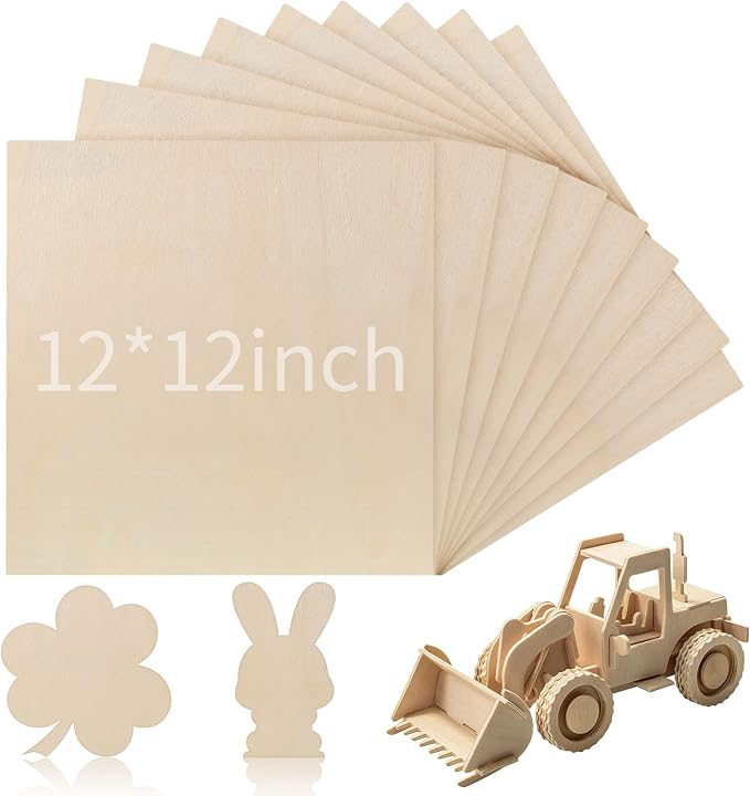 Vicenpal 24 Pcs Basswood Sheets 3 mm Plywood Sheets Unfinished Wood