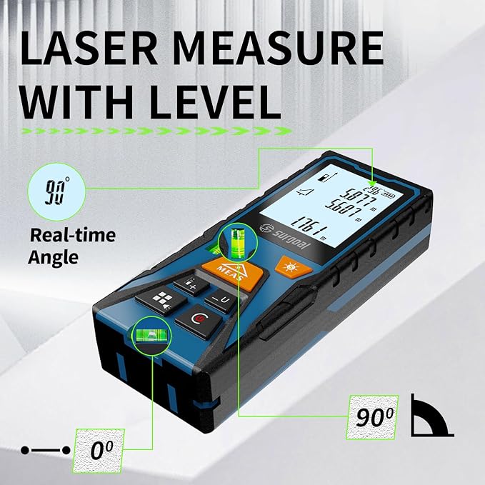 Laser Distance Measure Backlit LCD