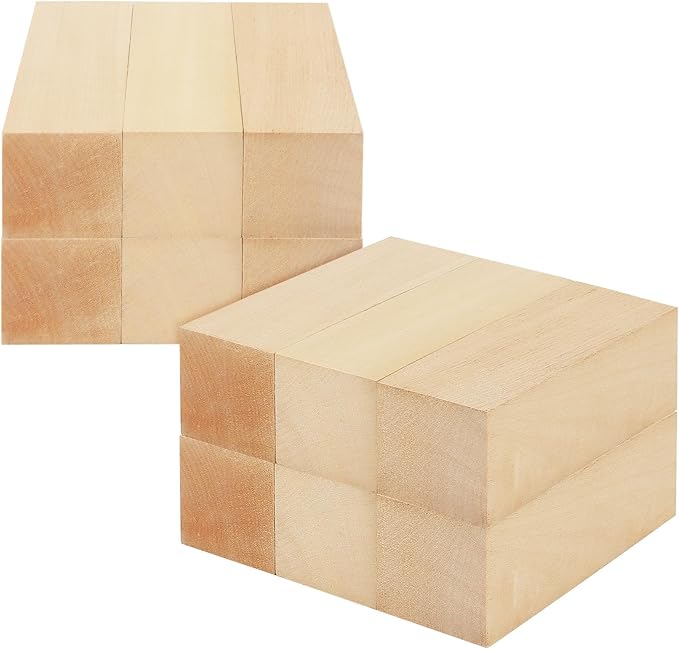 12 PCS 6x2x2 Inch Basswood Carving Blocks, Basswood Square Wood Blocks