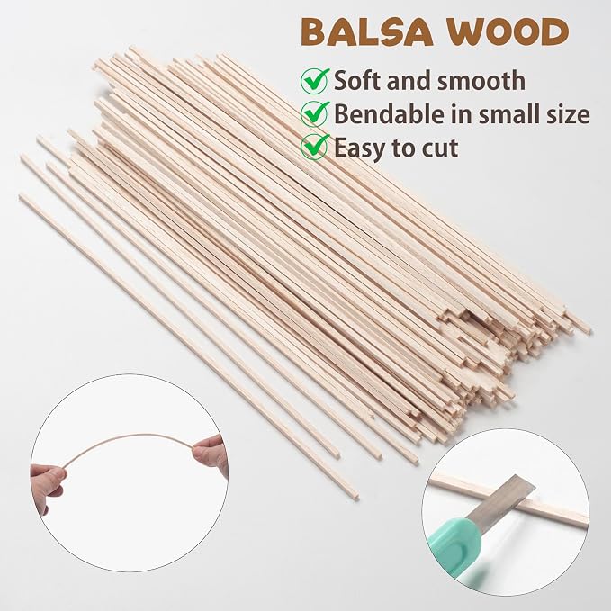 Balsa Wood Sticks, Balsa Wood Strips, Square Wooden Dowel Rods