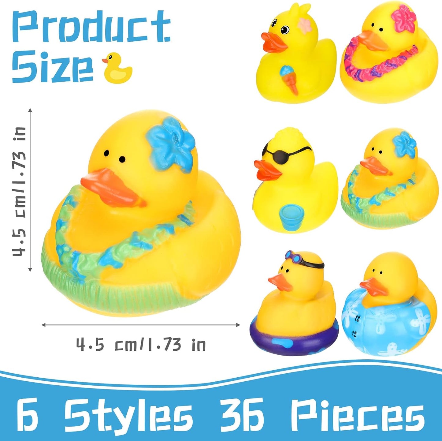 Honoson 36 Pcs Rubber Duck in Bulk Mini Toy Rubber Duck for Bath Birthday Gifts Shower Party Favors Decoration(Pool)