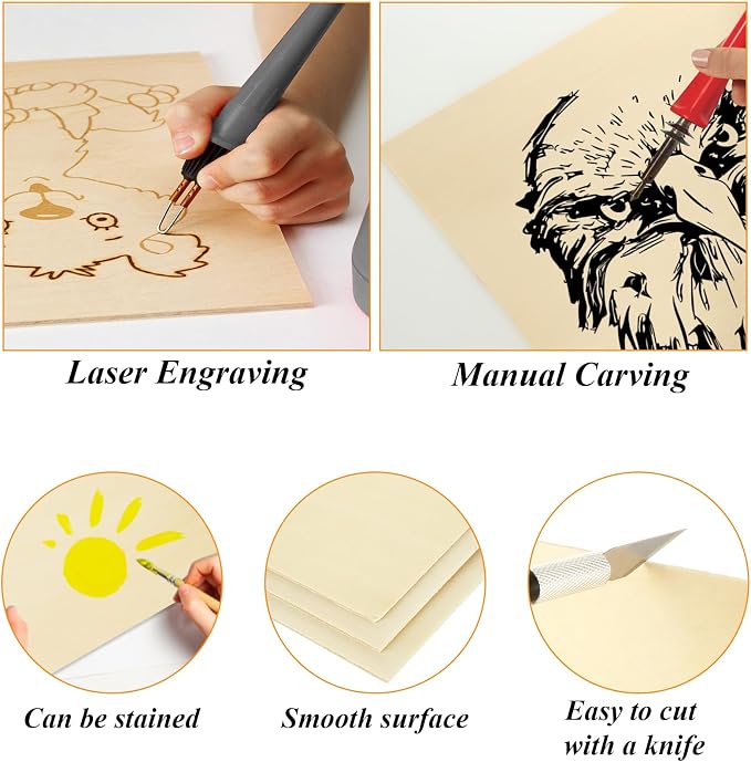 25Pcs 12 x 12 x 1/16 Inch Basswood Sheets, 1.5mm Unfinished Basswood Sheets