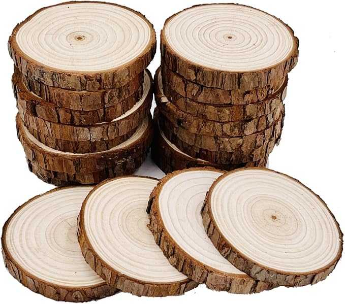 William Craft Unfinished Natural Wood Slices 20 Pcs 2.75-3.1 inch Wood Coaster