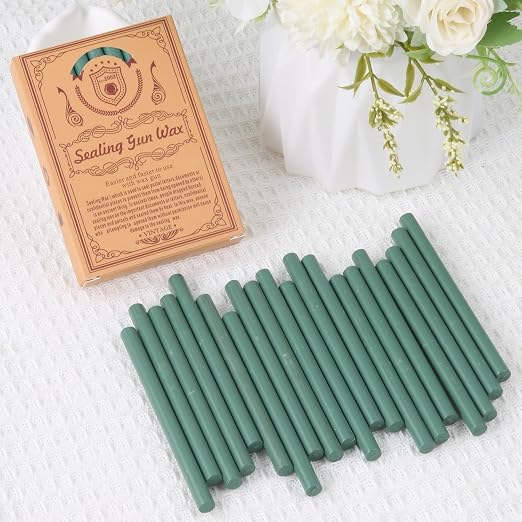 Olive Green Sealing Wax Sticks, WASOHLING 20Pcs Glue Gun Wax Seal Sticks
