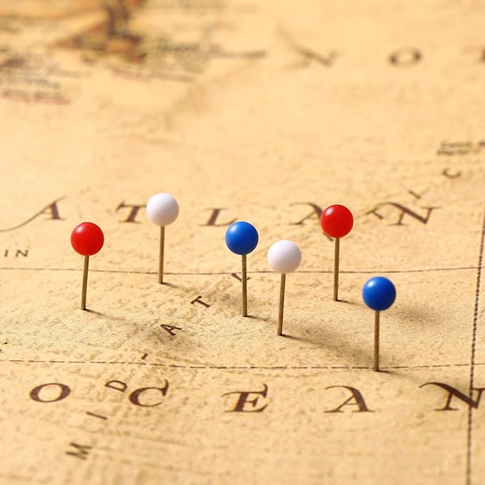 WILLBOND 500 Pack Map Push Pins Map Tacks Small Round Head Push Pins Thumb Tacks