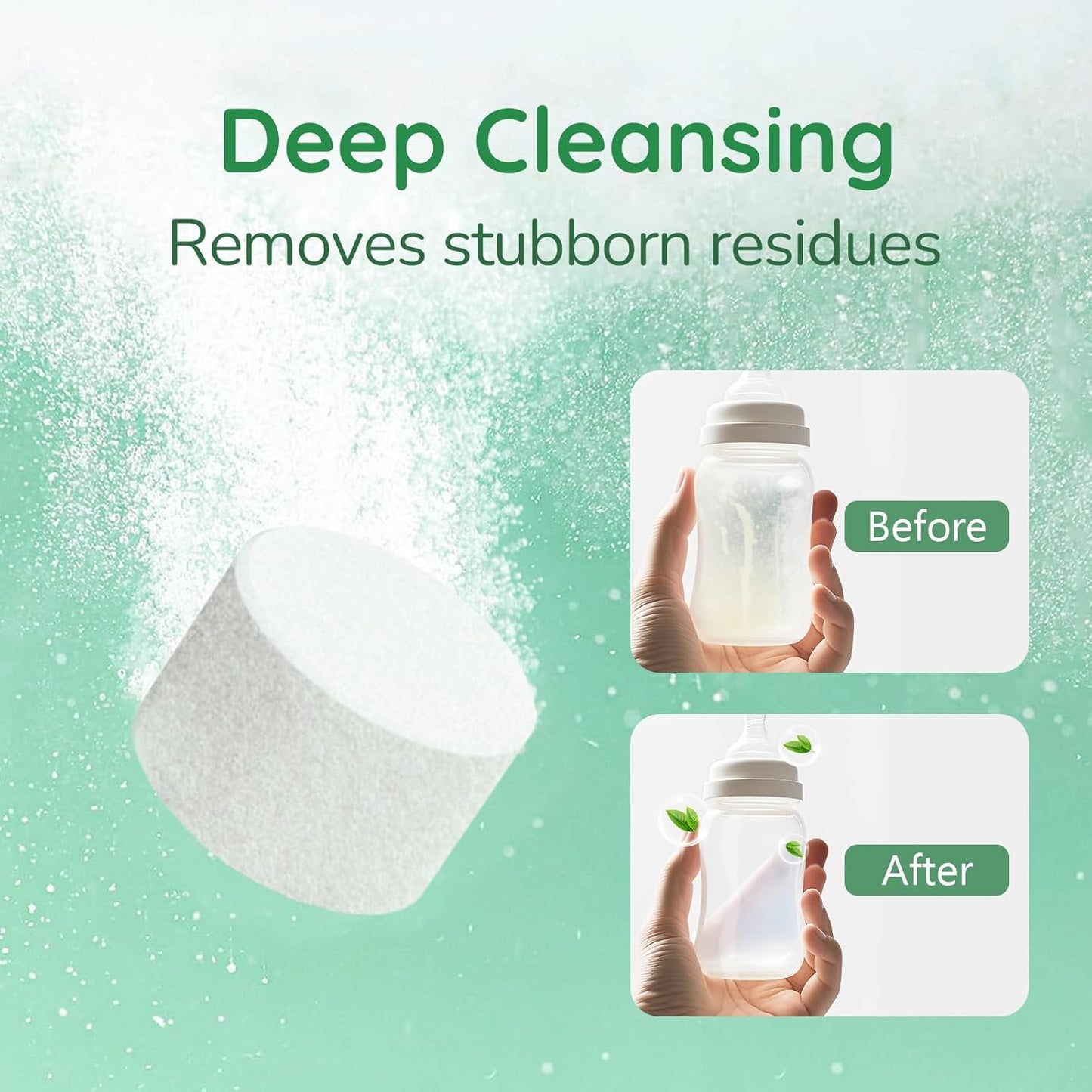 Detergent Tablets for All Brands Baby Bottle Washers, 90 Count Gentle Formula Baby Bottle Washer Tablets with Storage Container, Fast-Dissolving, Efficiency Removes Milk Residue & Odor