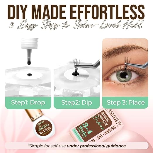 LASHVIEW Lash Cluster Glue Strong Hold, 3-4 Weeks Long-Lasting, Waterproof &