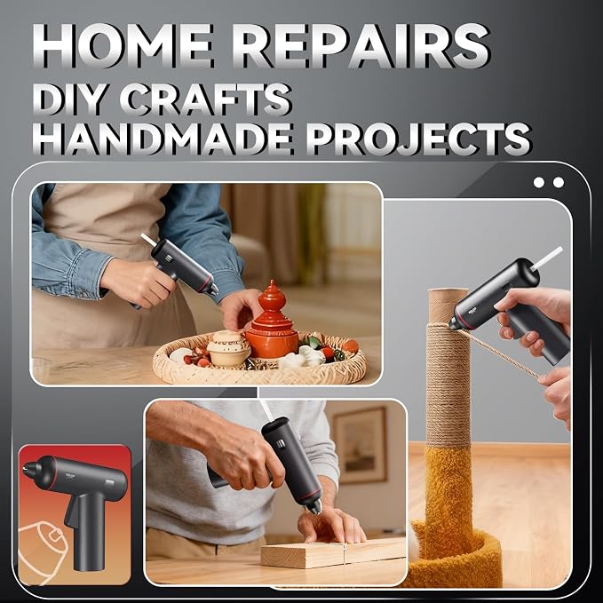 DELIXI Hot Glue Gun and Sticks Set, Cordless Glue Gun