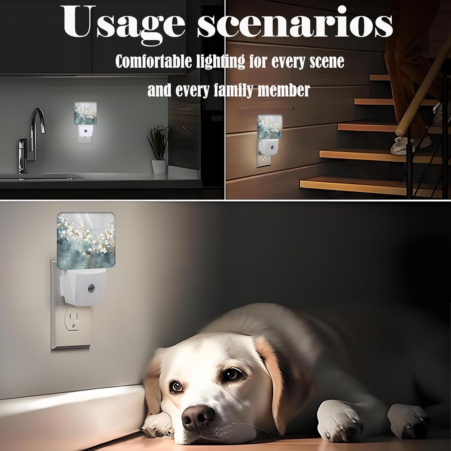 Pure White Flower Night Light,Plug-in Nightlights Auto Sensor Night Lamp Dusk to Dawn Lamp Home Decor for Nursery Children Girls Boys
