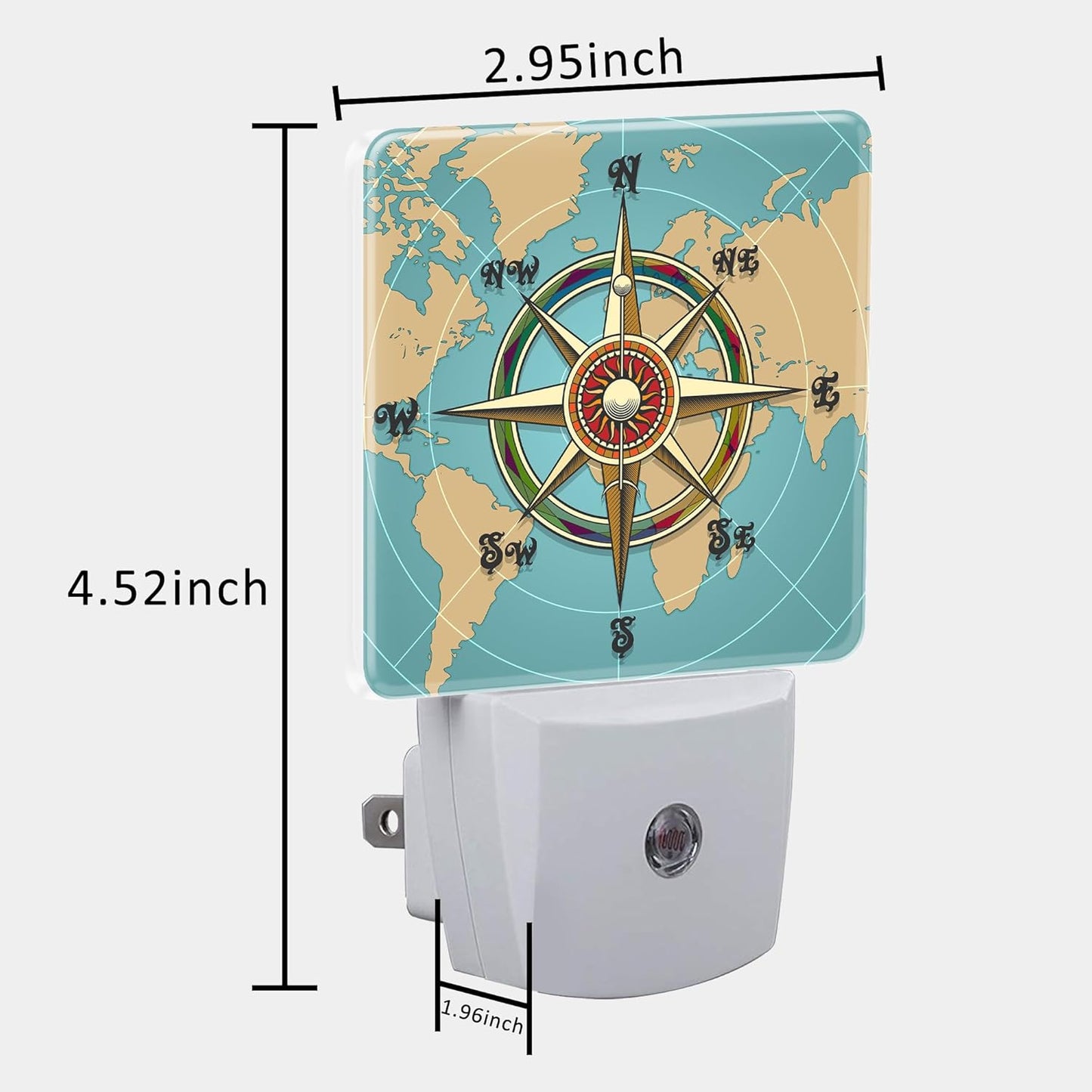 Plug in Night Lights Classic Vintage Nautical Wind Compass Night Light with Dusk to Dawn Sensor Night Light for Kid Girls Boys Women Room Decor, Hallway, Kitchen, Bathroom, Nursery, Stairs