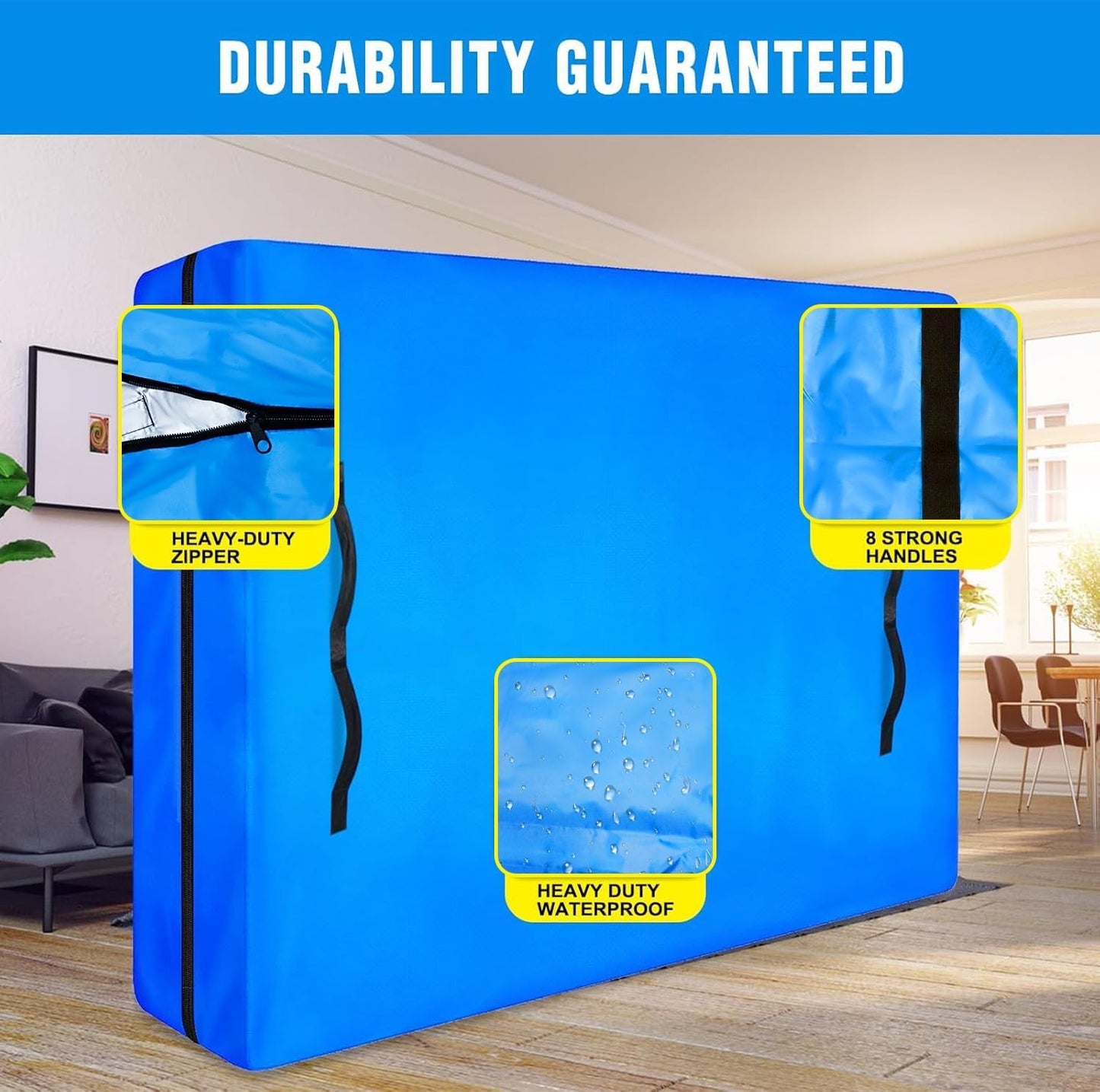 MorTime Mattress Bags for Moving and Storage, Zippered Mattress Storage Bag with 8 Strong Carrying Handles, Reusable Mattress Protector Cover Moving Supplies (Queen)