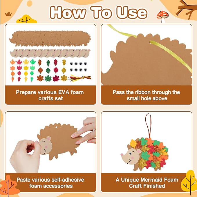 Fennoral 12 Pack Hedgehog Crafts