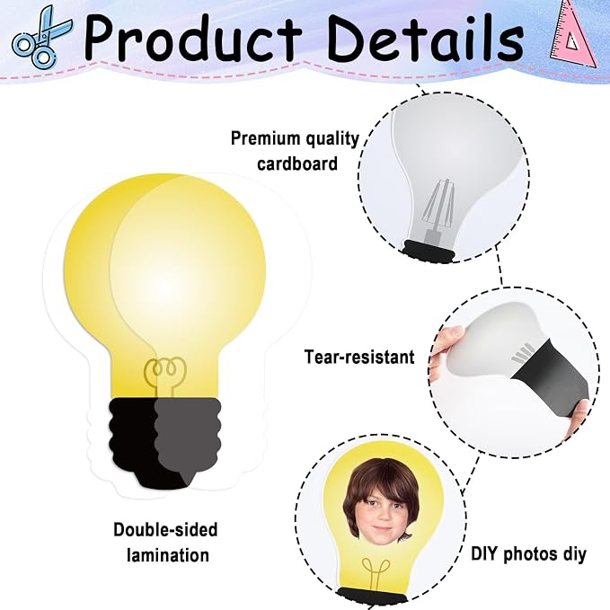 60PCS Classroom Light Bulb Cutouts Back to Schol Light Bulb Bulletin Board