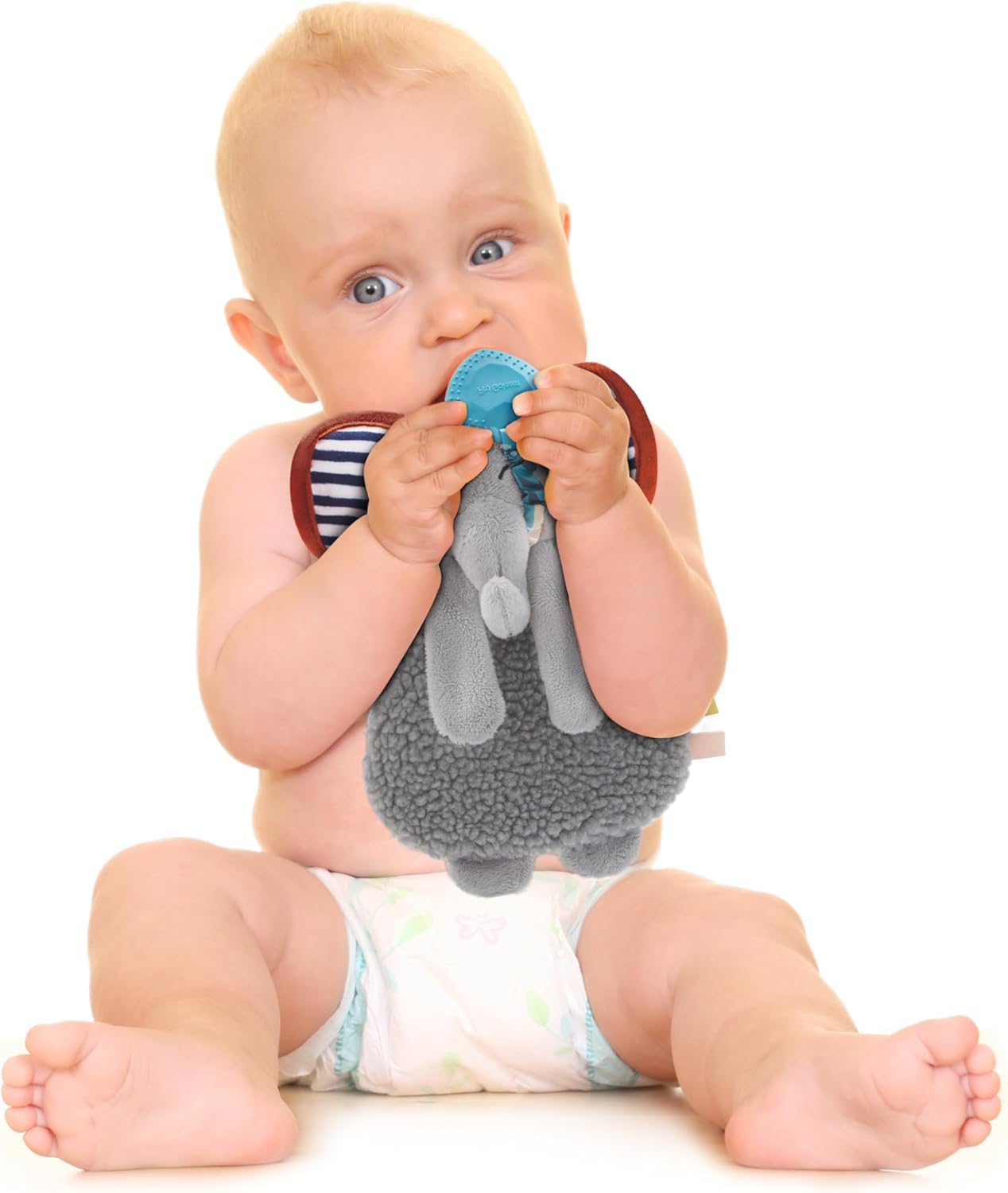 Pro Goleem Grey Elephant Loveys for Babies Girl and Boy, Baby Lovey with Teether, Baby Toys 0 3 6 9 12 Months, Safety Teething Toys for Babies Infant Newborn and Toddler Gifts