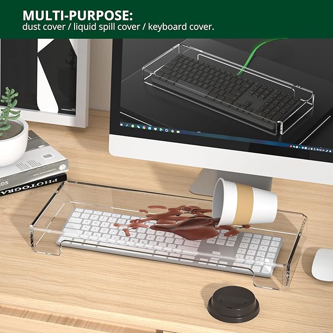 Acrylic Computer Keyboard Cover, Mechanical Keyboard Dust Cover PC Keyboard Cat Protector, Cat Keyboard Protector (2 Pack, Clear)