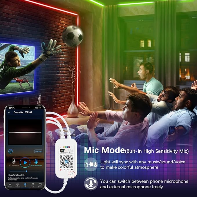 RGBZONE 2.4GHz WiFi LED Controller, IR Wireless Remote Control, 2-Ports Smart 4-PIN RGB LED Controller, Music Sync, for SMD 5050 3528 LED Light Strips(2 Ports)