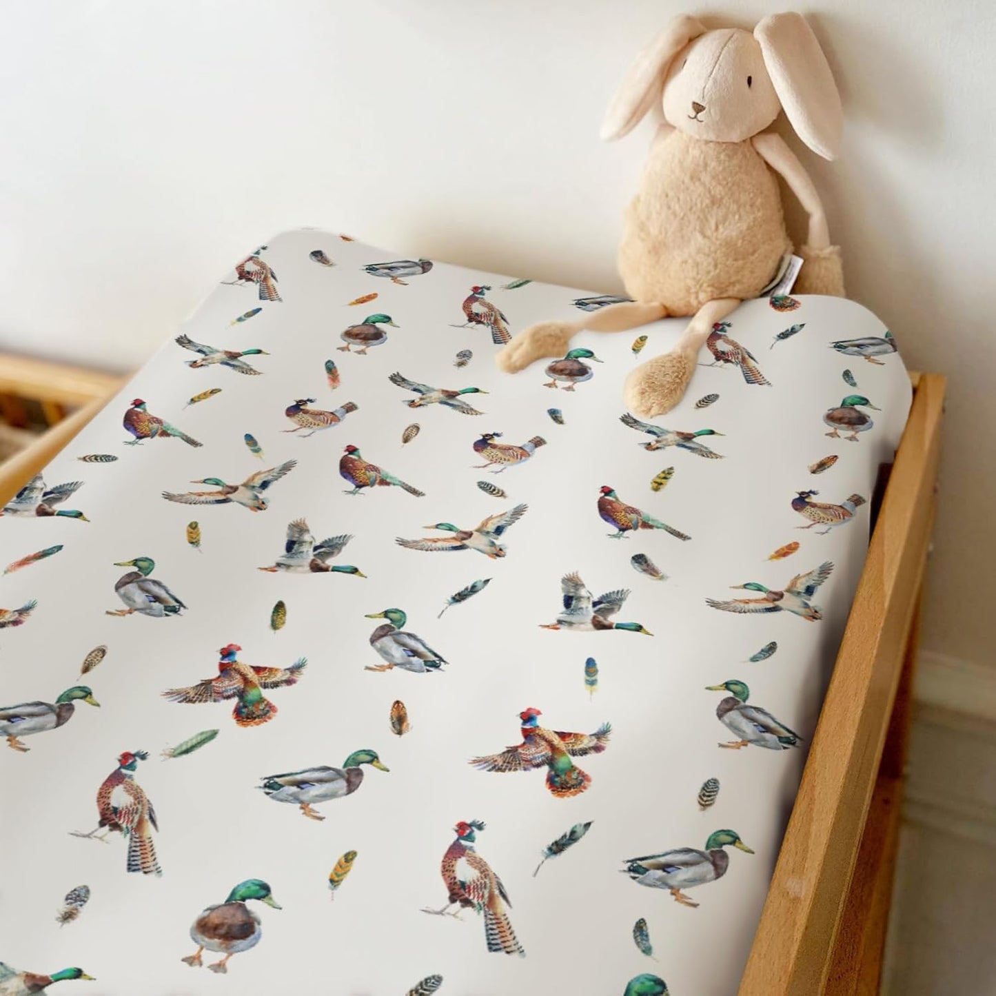 Country Mallard Duck Pheasant Changing Pad Covers for Baby Girl Boy Western Hunting Animals Fitted Change Table Cover Mats Wildlife Soft Diaper Changing Table Sheets 32''×16''