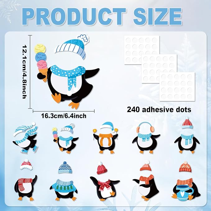 60pcs Winter Theme DIY Cutouts Penguin Bulletin Board Decoration Set Christmas