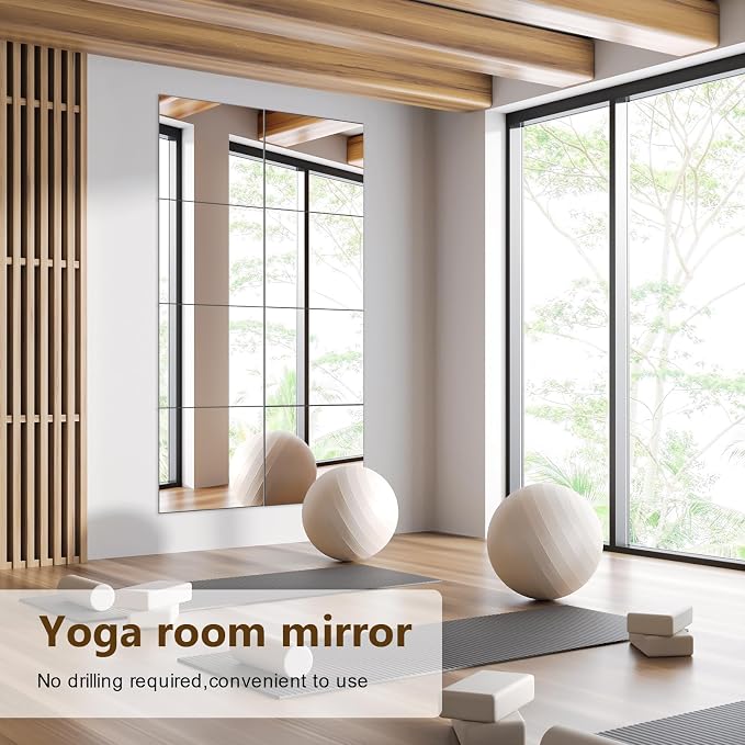 Shiftshade Mirror Wall Full Length, 12X14 Inch Unbreakable Mirror Tiles