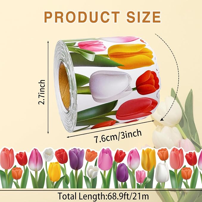68.9 Feet Floral Bulletin Borders Decorations, Tuilp Border Bulletin Board