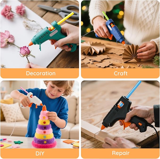 72 Pack Colored Hot Glue Sticks Bulk, 8 x 0.27in 12 Colors Hot Glue Sticks Mini