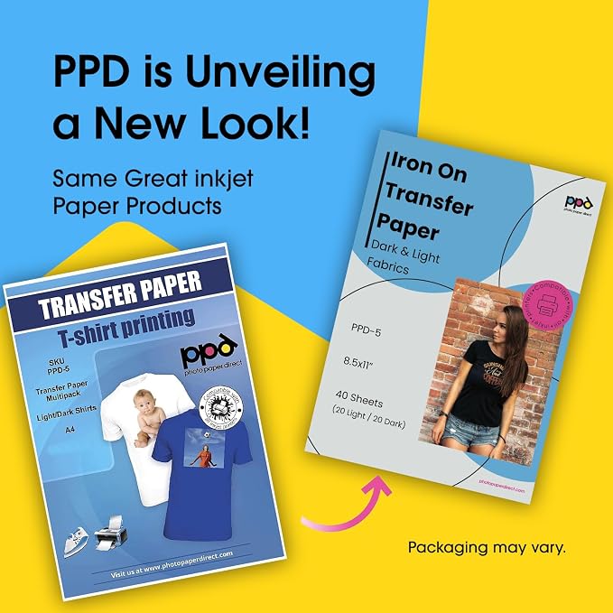 PPD 40 Sheets 8.5x11" Iron-on Heat Transfer Paper Mixed Fabrics Inkjet | Mixed